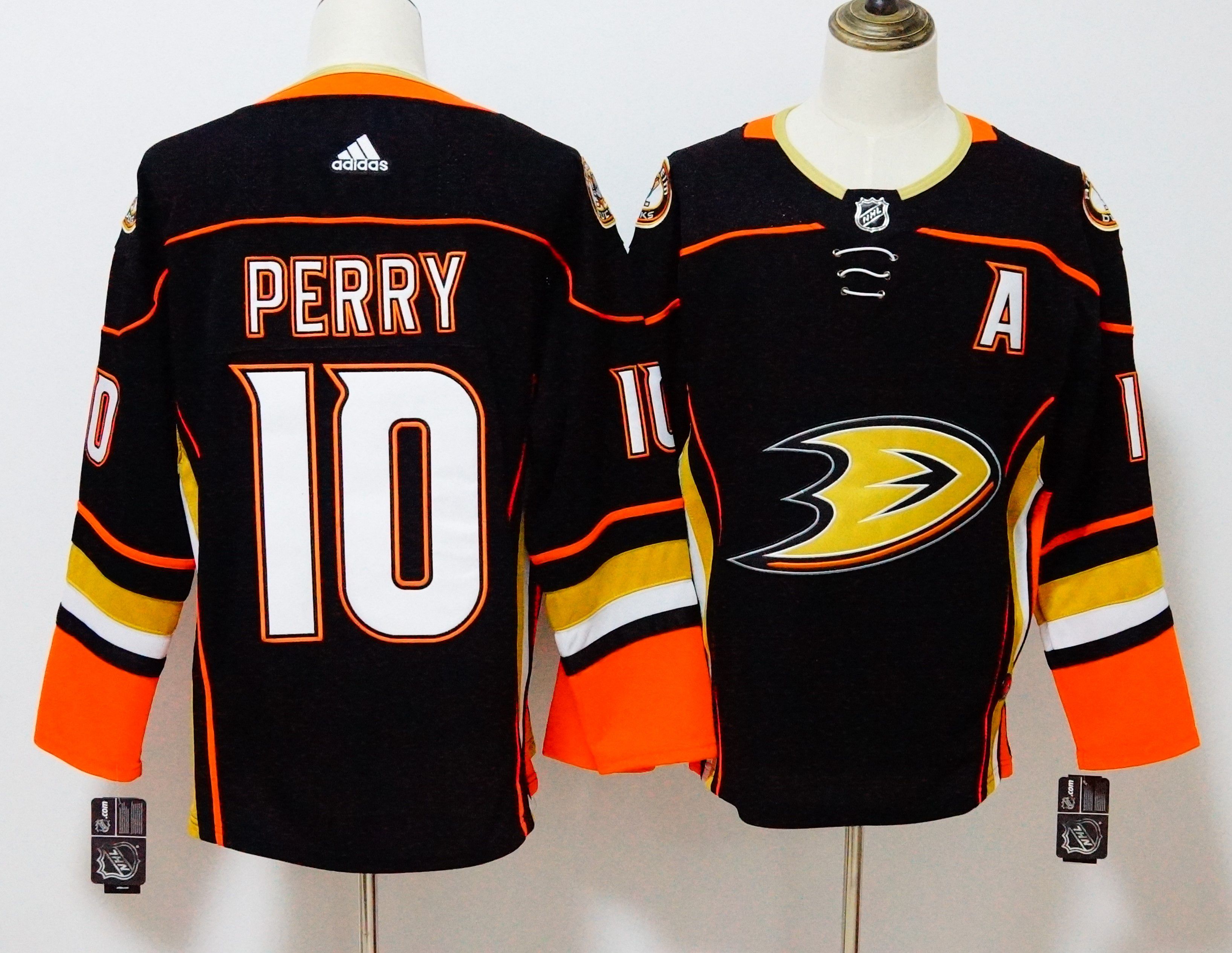 Men Anaheim Ducks 10 Perry Black Hockey Stitched Adidas NHL Jerseys